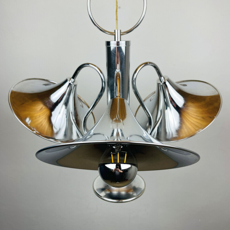 Mid-century silver pendant lamp, Italy 1970s