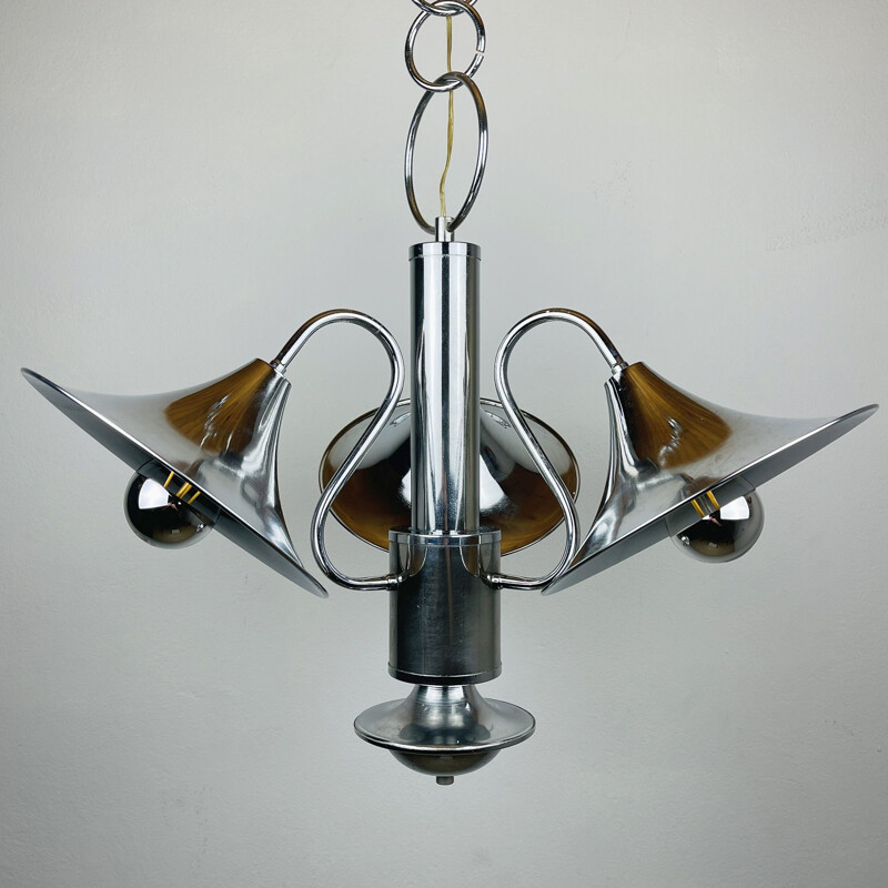 Vintage zilveren hanglamp, Italië 1970
