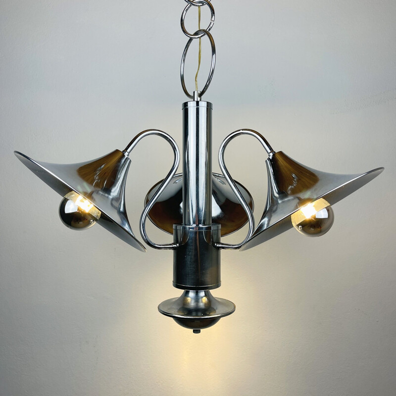 Vintage zilveren hanglamp, Italië 1970