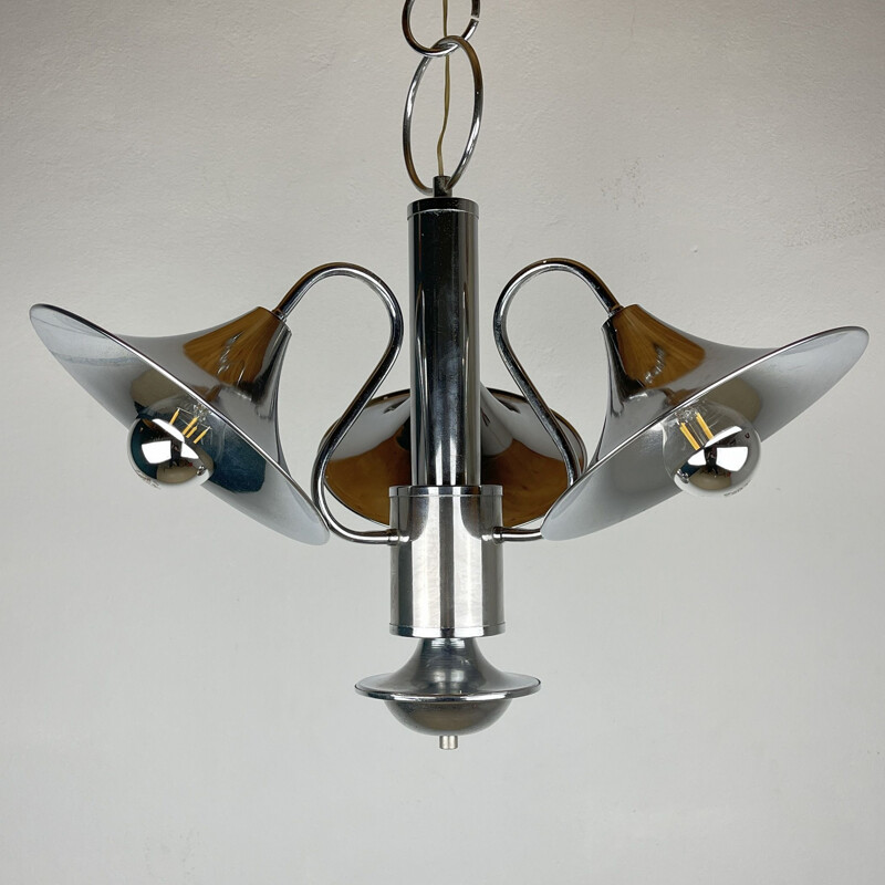 Lampada a sospensione vintage in argento, Italia 1970