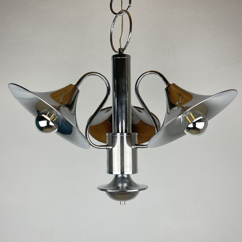 Vintage zilveren hanglamp, Italië 1970