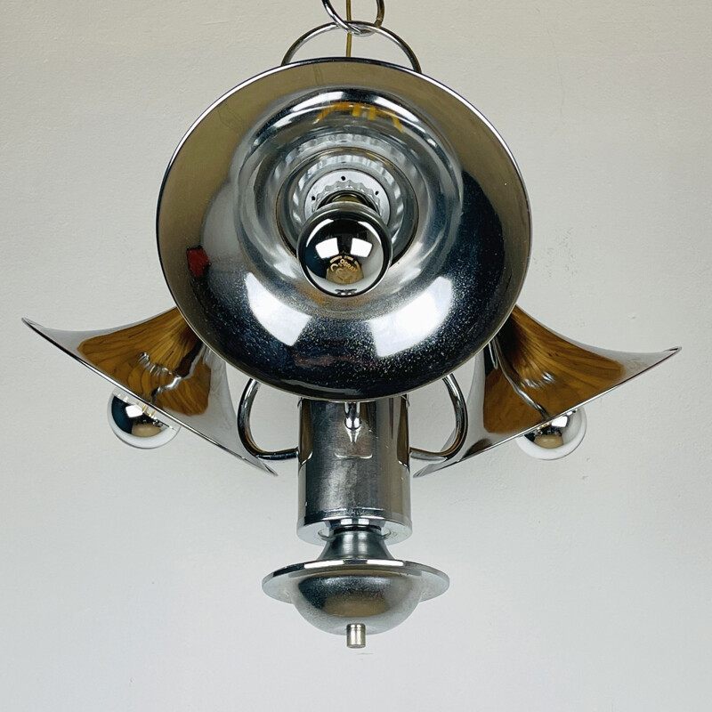Lámpara de suspensión de plata vintage, Italia 1970