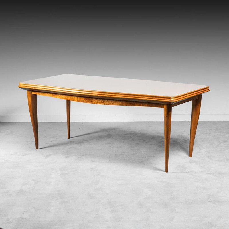 Mesa vintage de caoba y cristal, 1950