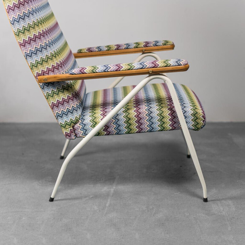 Pareja de sillones reclinables vintage de tela y metal, 1970