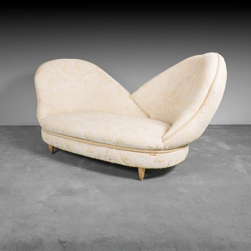 Vintage 2-seater fabric sofa, 1950s