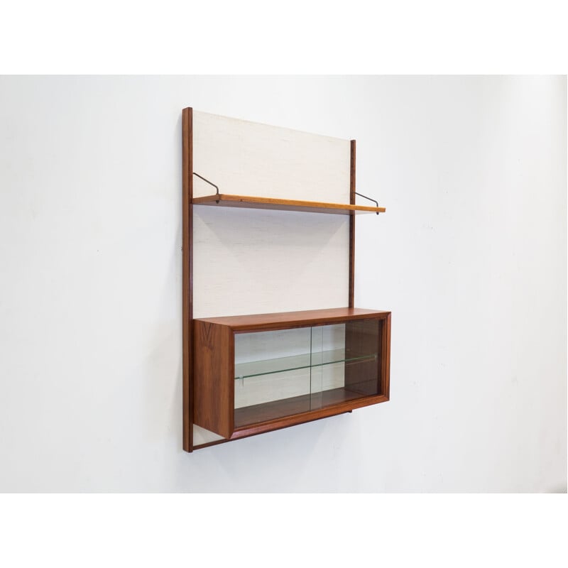 Mid-century wall unit in rosewood and glass - 1950s