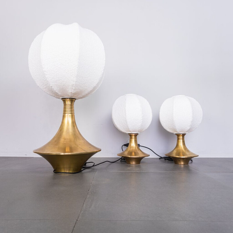 Set of 3 vintage Lamperti brass table lamps, 1970