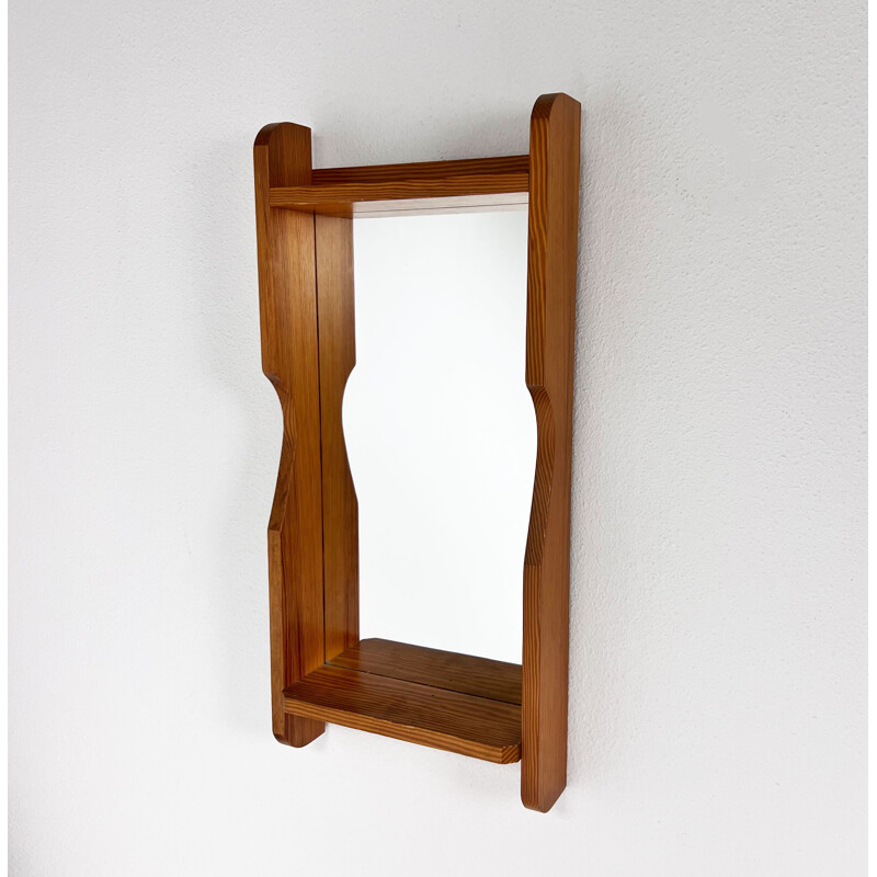 Mid century Scandinavian pinewood mirror, 1970s