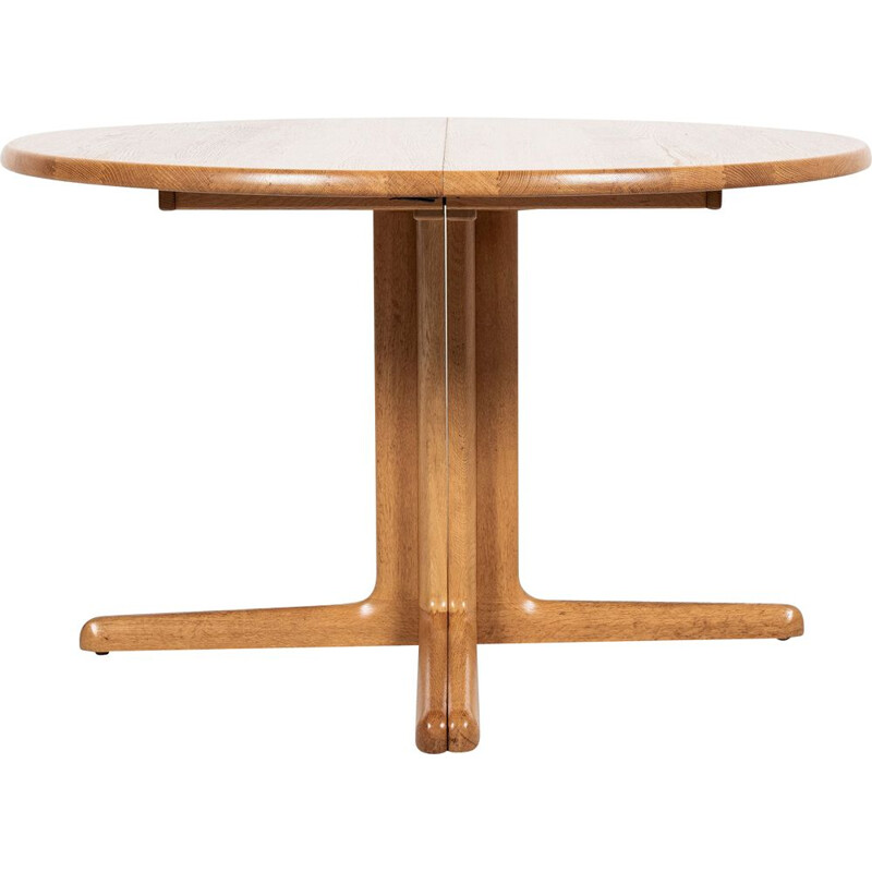 Mid century Danish round dining table in solid oakwood with 2 extensions, 1960s