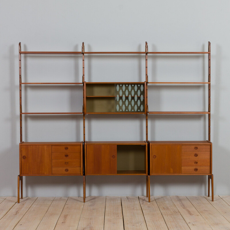 Scandinavian mid century Ergo three bay wall unit, Norway 1960s