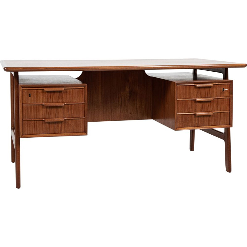 Mid century Danish model 75 desk in teak by Omann Jun, 1960s