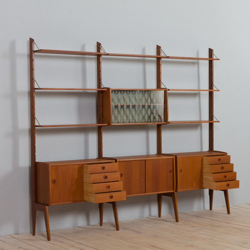 Scandinavian mid century Ergo three bay wall unit, Norway 1960s