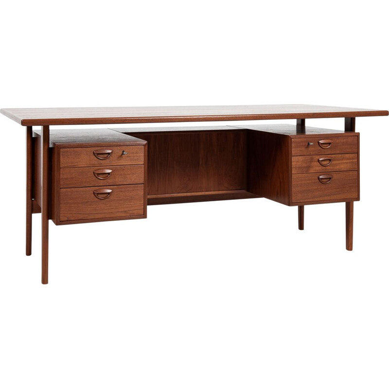 Mid century Danish desk in teak by Kai Kristiansen for Fm, 1960s