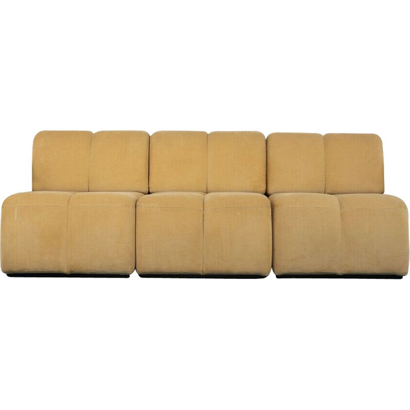 Vintage-Sofa aus dunkelbraunem Holz und Stoff, 1970