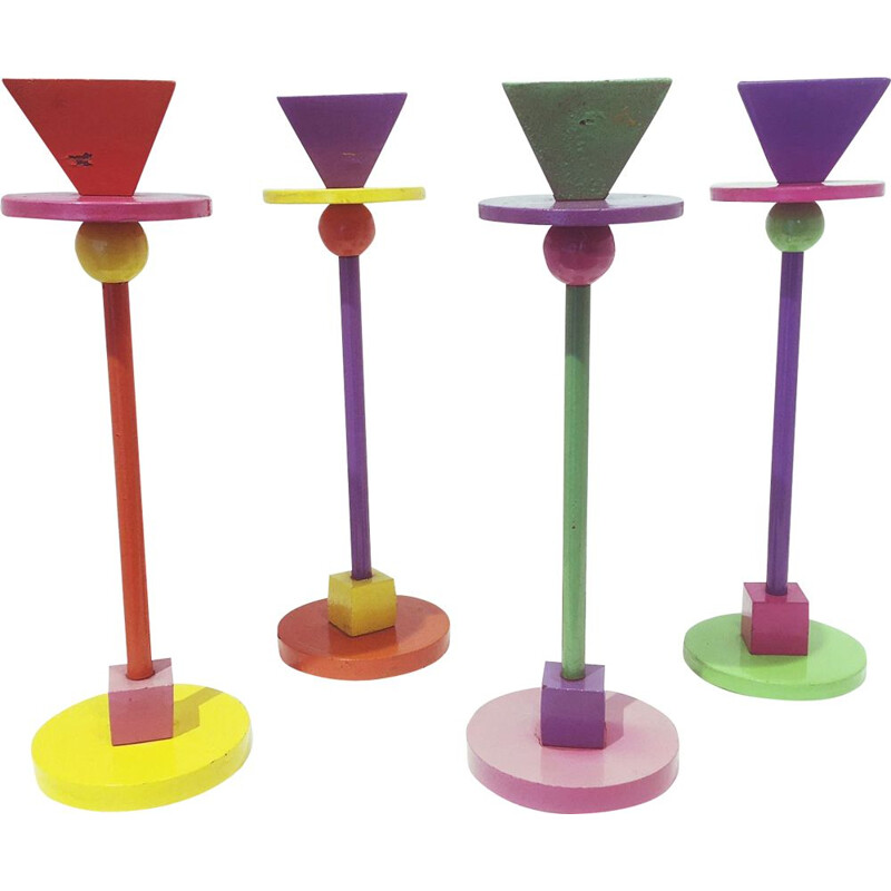 Set of 4 vintage "Konfetti" candleholders in metal by Anna Efverlund for Ikea, 1990