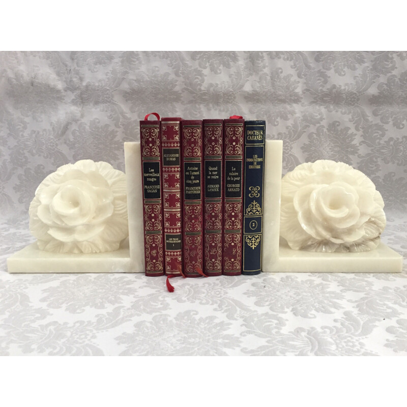 Pair of vintage alabaster bookends, 1970