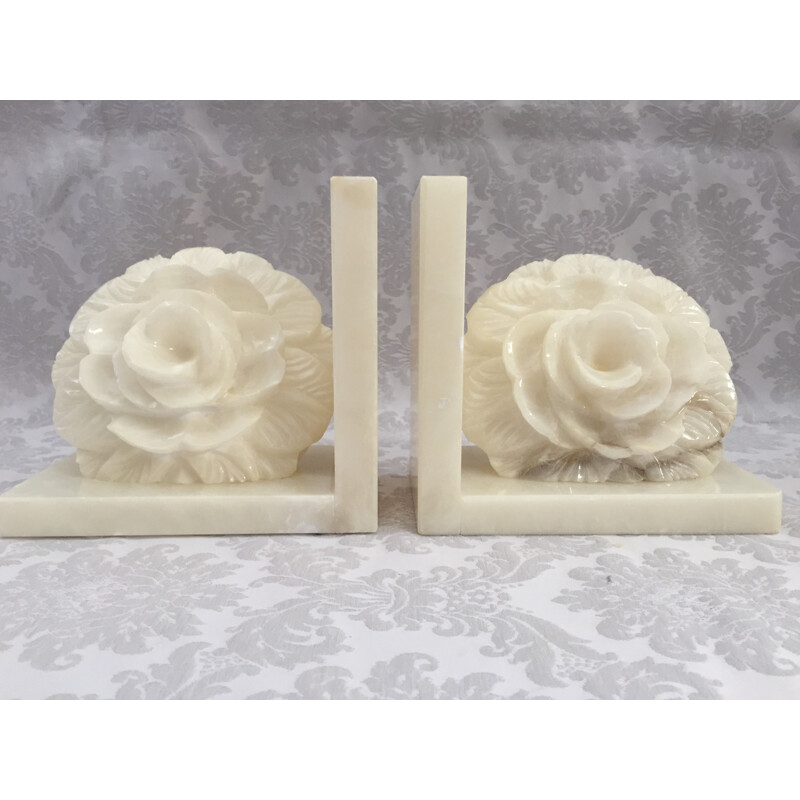 Pair of vintage alabaster bookends, 1970