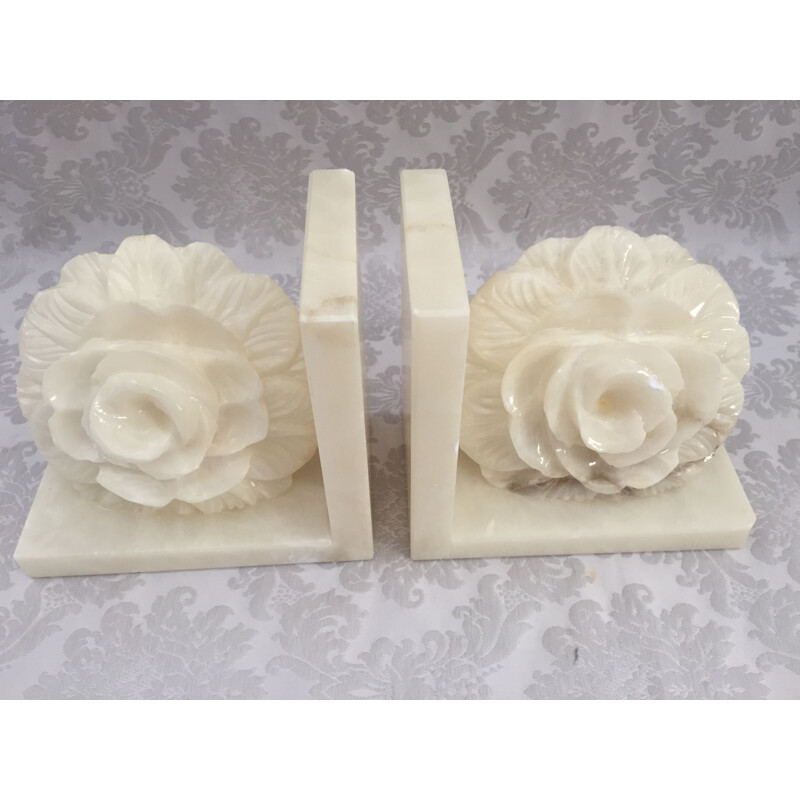 Pair of vintage alabaster bookends, 1970