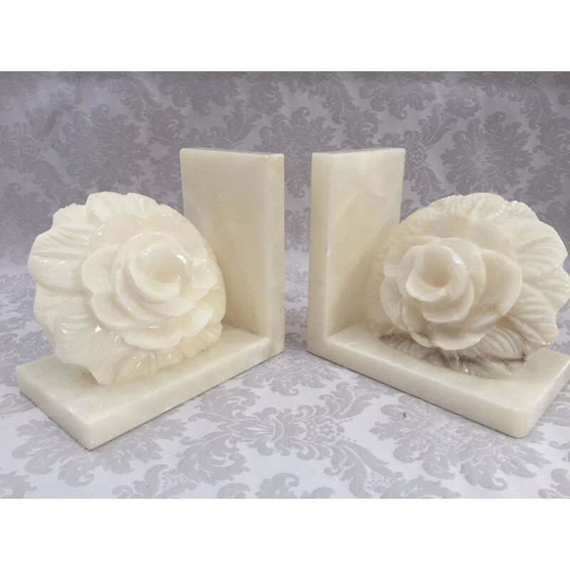 Pair of vintage alabaster bookends, 1970