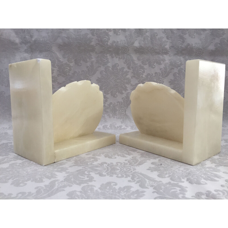 Pair of vintage alabaster bookends, 1970