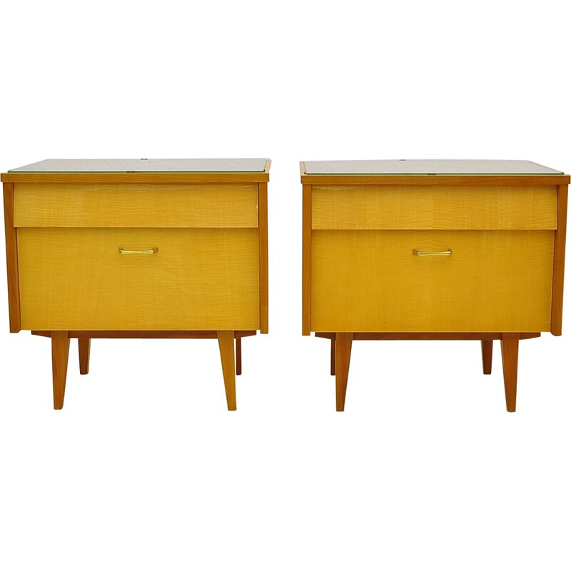 Pair of vintage wood night stands, 1950s