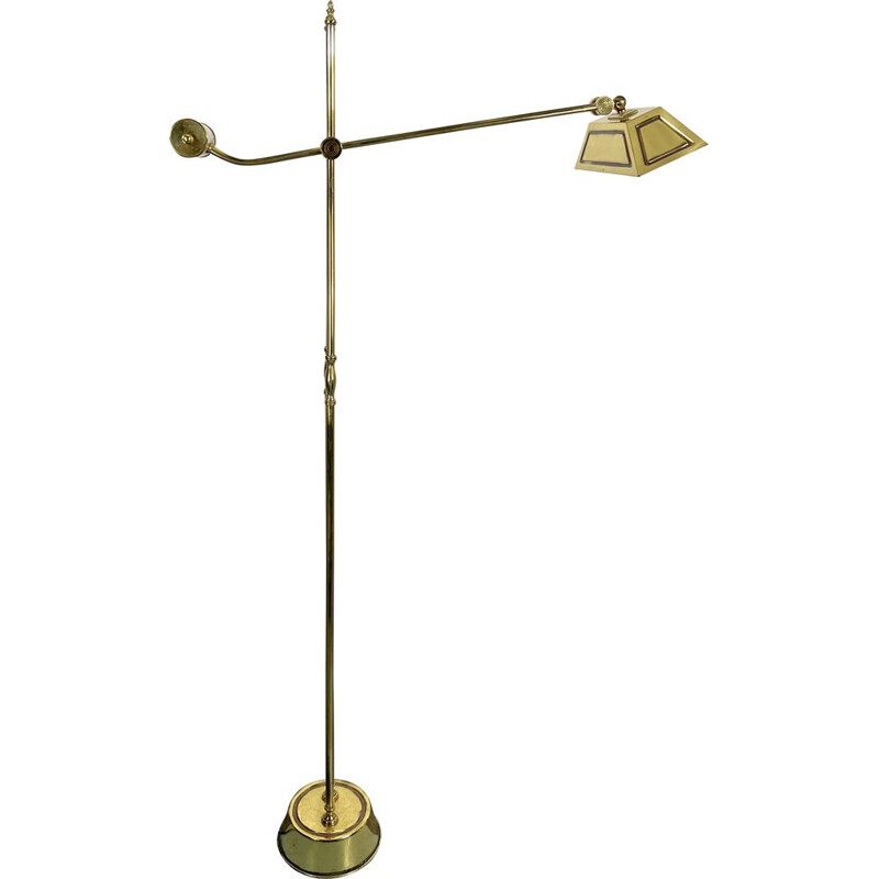 Adjustable vintage floor lamp in solid brass, Italy 1970