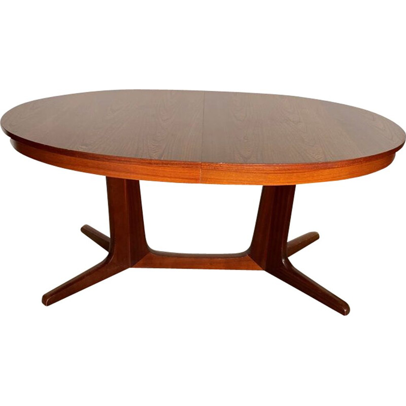 Scandinavische ronde ovale teakhouten tafel, 1960