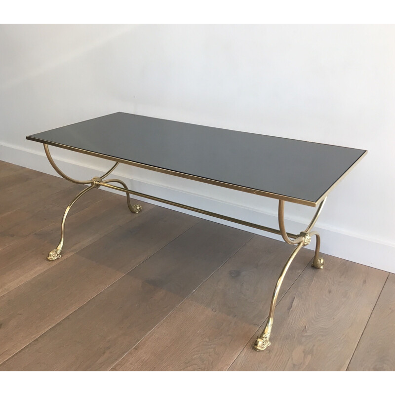 Vintage brass coffee table by Jansen, France 1940