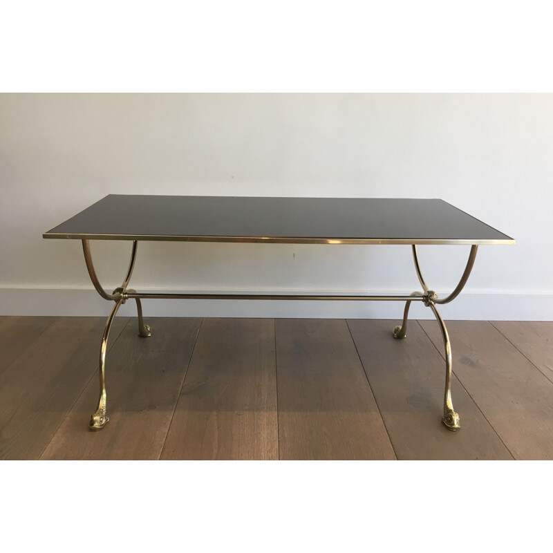 Vintage brass coffee table by Jansen, France 1940