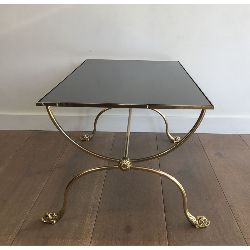 Table basse vintage en laiton de la Maison Jansen, France 1940