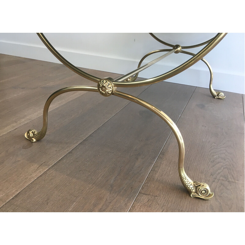 Vintage brass coffee table by Jansen, France 1940