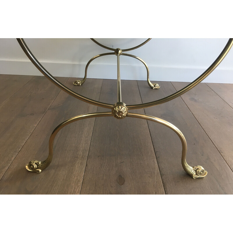 Vintage brass coffee table by Jansen, France 1940