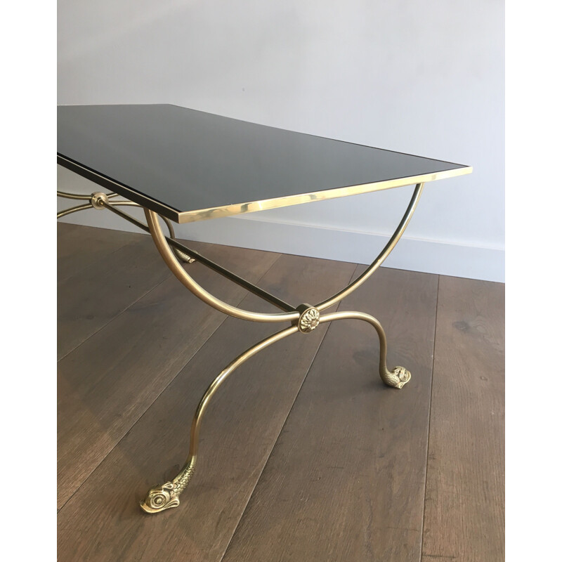 Vintage brass coffee table by Jansen, France 1940