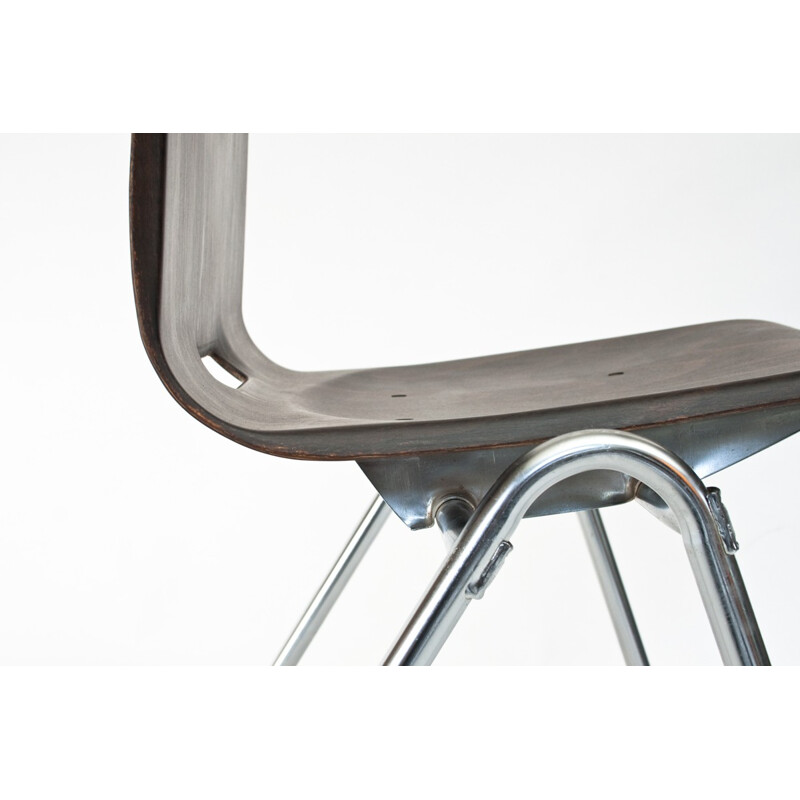 Set of 4 Dutch Galvanitas school chairs model n0.25 - 1960s