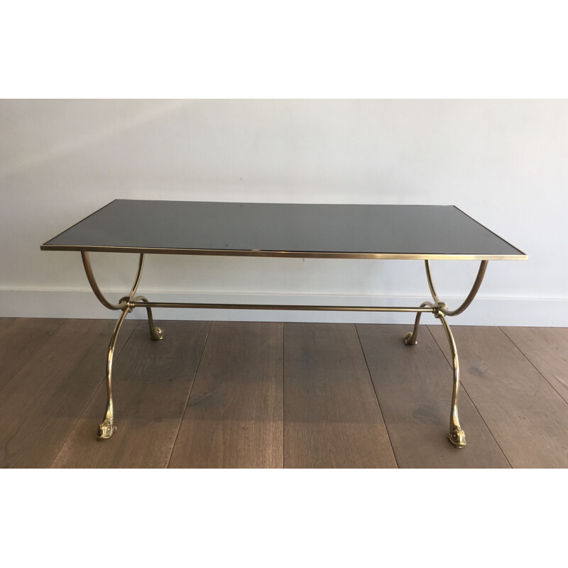 Vintage brass coffee table by Jansen, France 1940