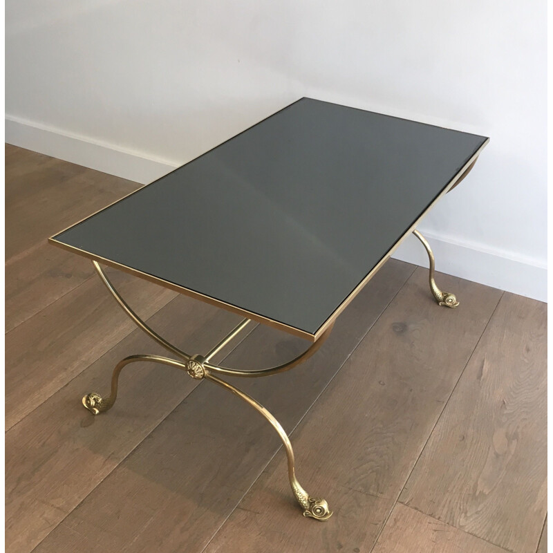 Vintage brass coffee table by Jansen, France 1940