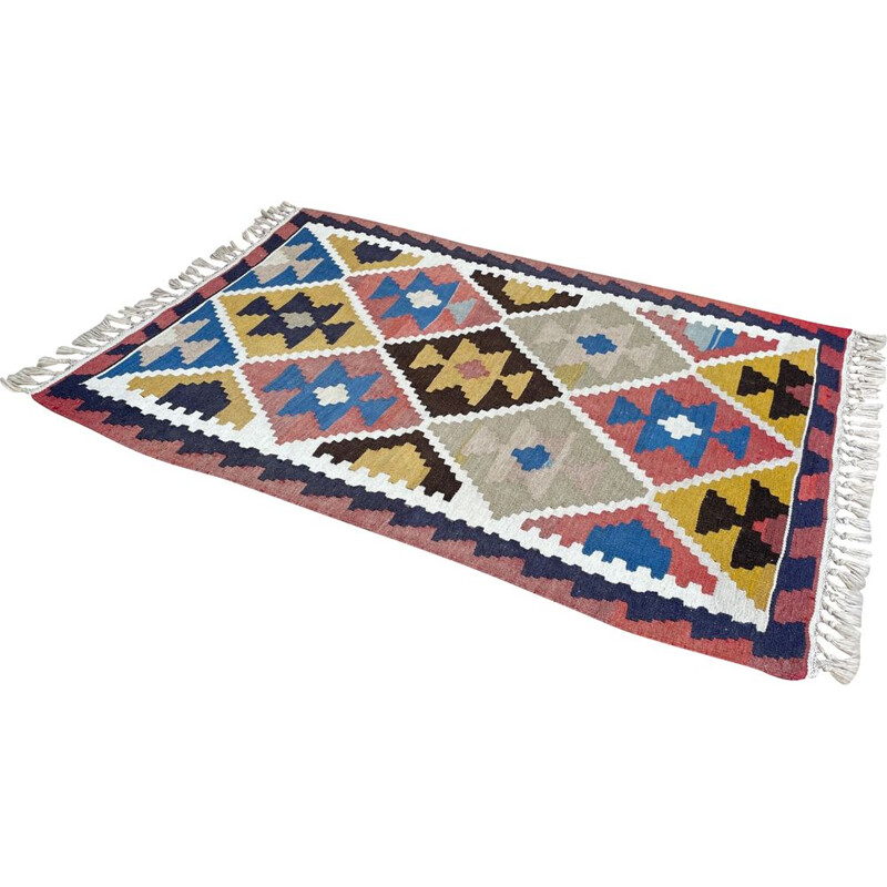 Alfombra Kilim vintage de pura lana