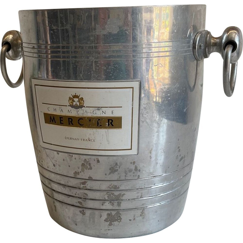 Vintage bistro champagne bucket in cast aluminum, France