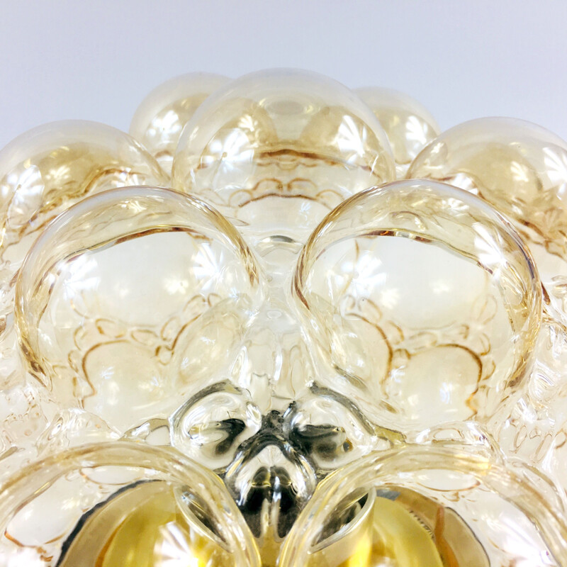Mid-century German amber bubble glass ceiling lamp by Helena Tynell for Limburg, 1970s