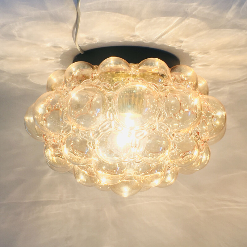 Mid-century German amber bubble glass ceiling lamp by Helena Tynell for Limburg, 1970s