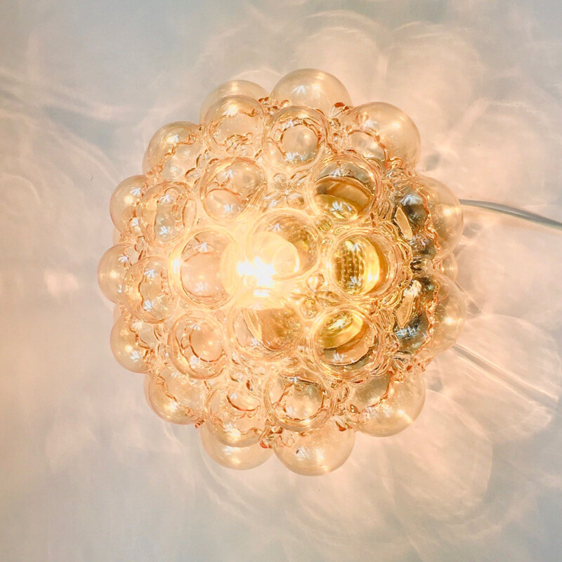 Mid-century German amber bubble glass ceiling lamp by Helena Tynell for Limburg, 1970s