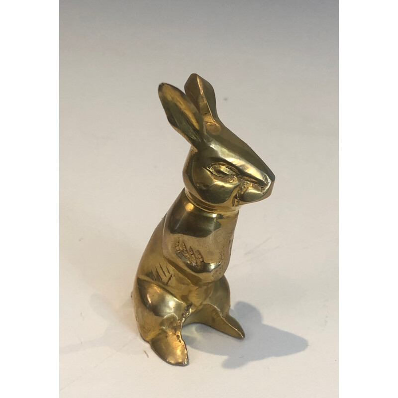 Vintage brass rabbit sculpture, France 1970