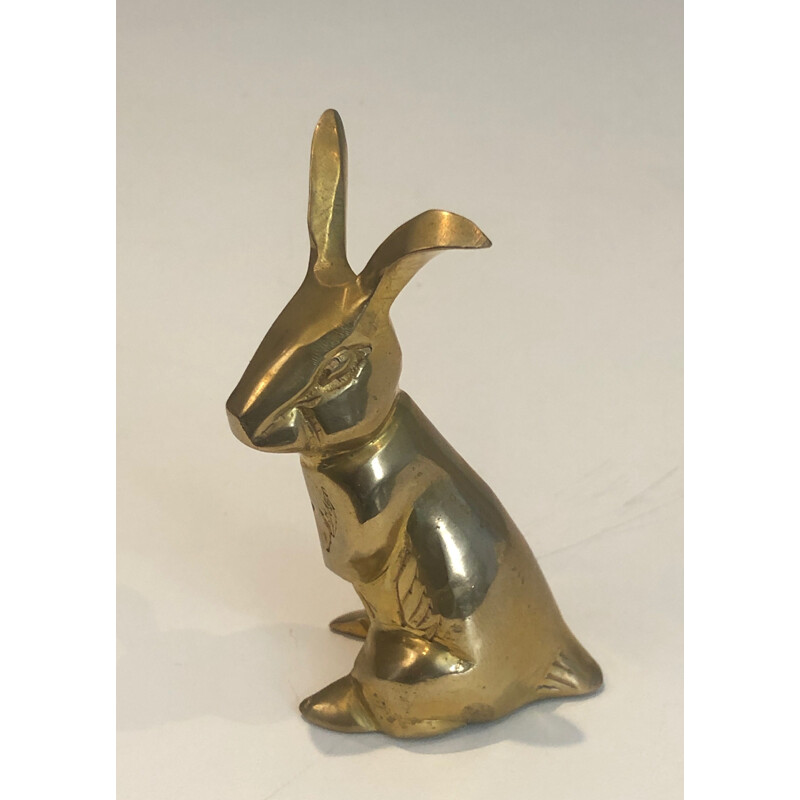 Vintage brass rabbit sculpture, France 1970