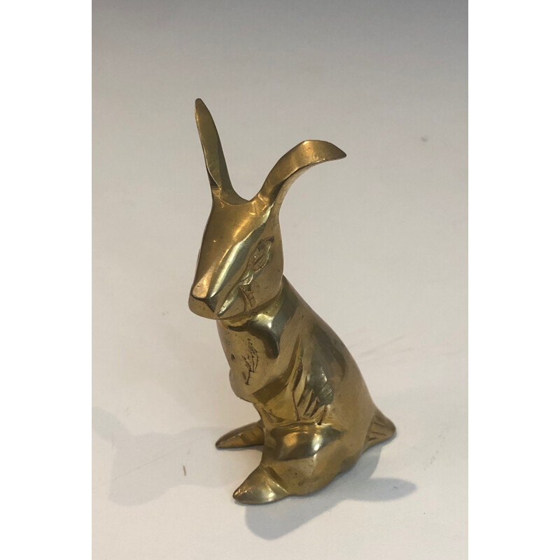 Vintage brass rabbit sculpture, France 1970