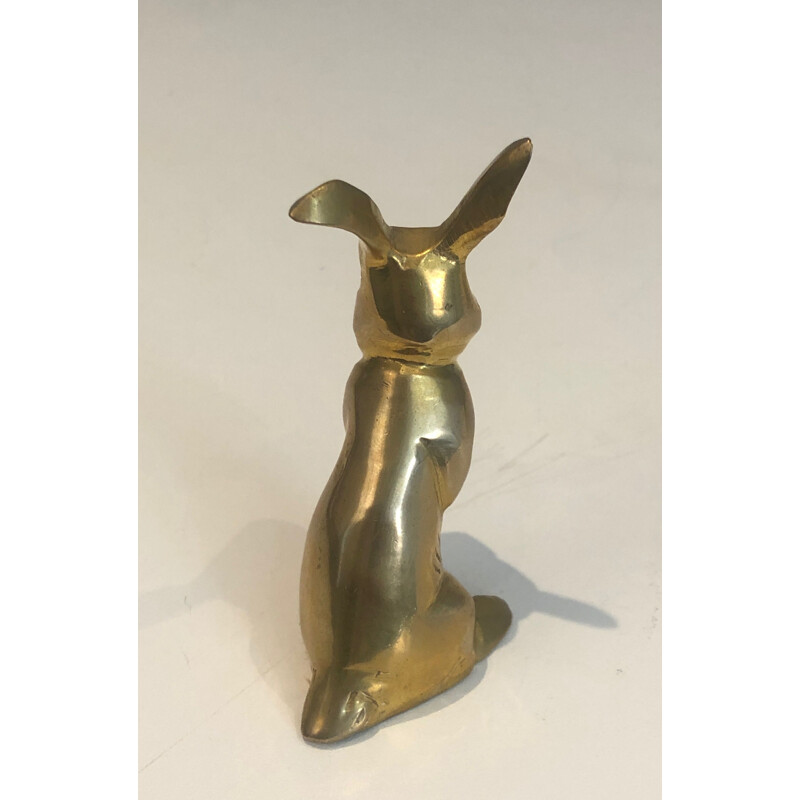 Vintage brass rabbit sculpture, France 1970