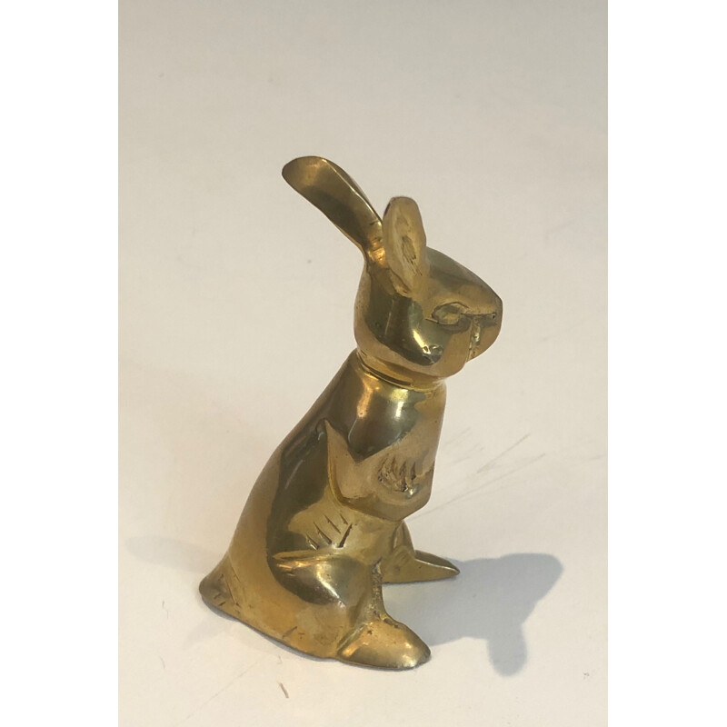 Vintage brass rabbit sculpture, France 1970