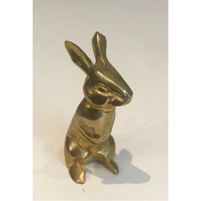 Vintage brass rabbit sculpture, France 1970