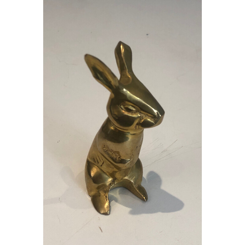 Sculpture Lapin vintage en laiton, France 1970