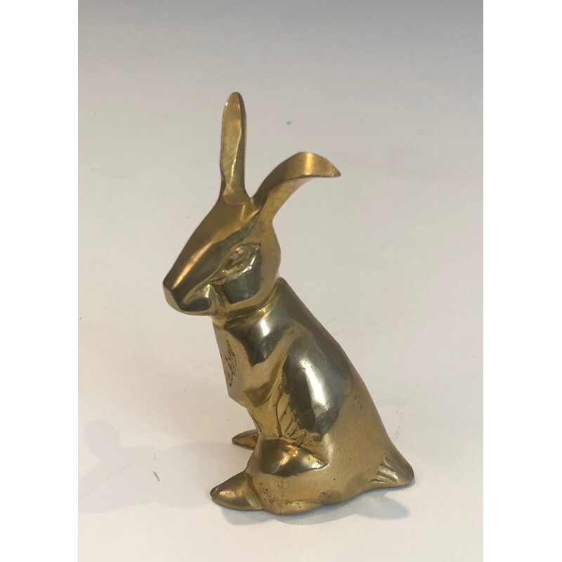 Vintage brass rabbit sculpture, France 1970