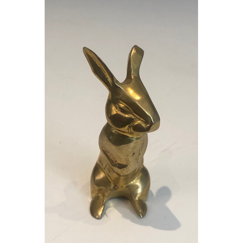 Vintage brass rabbit sculpture, France 1970